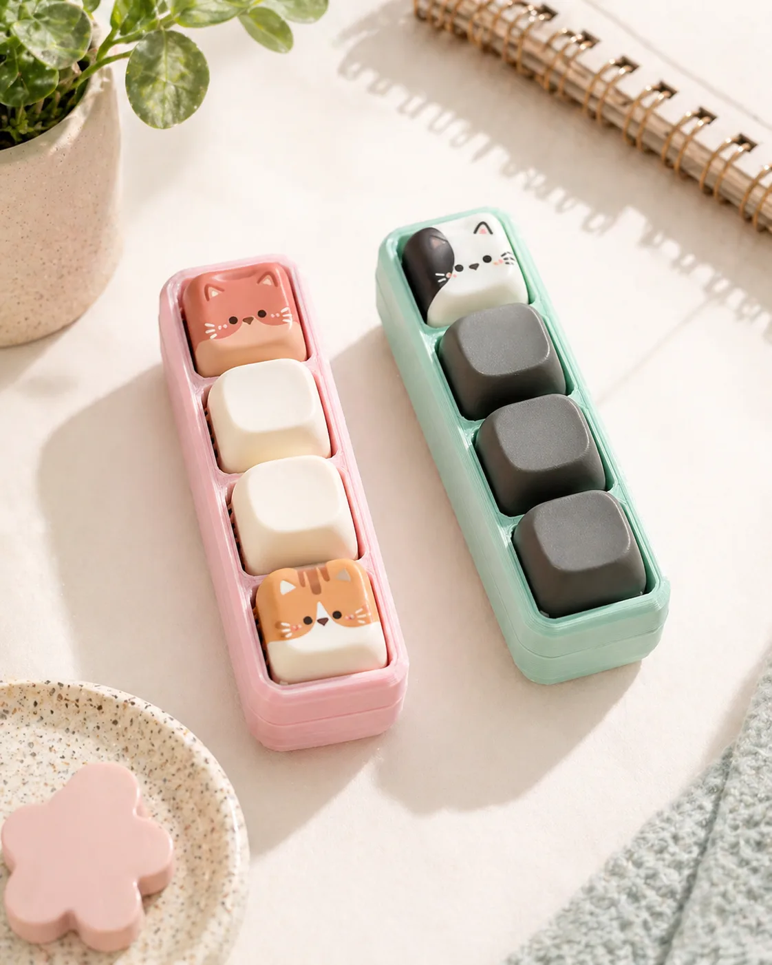 Pinkki Klikki-prototyyppi värikkäillä hahmonäppäimillä