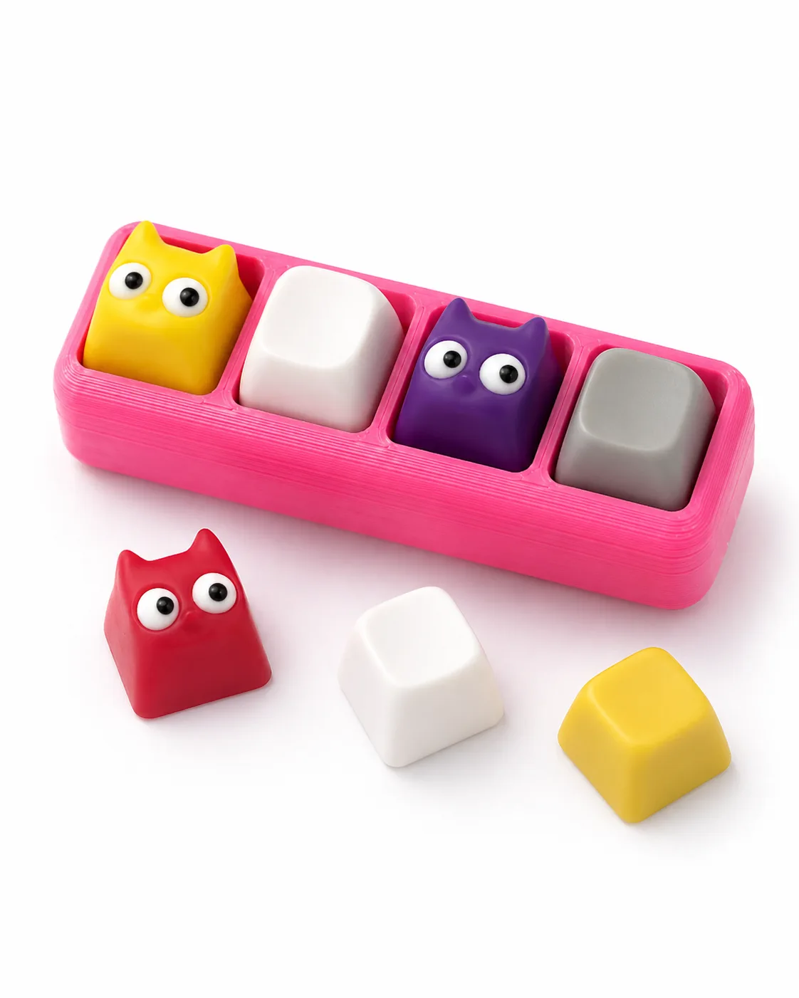 Klikki-prototyyppi värikkäillä näppäinhatuilla